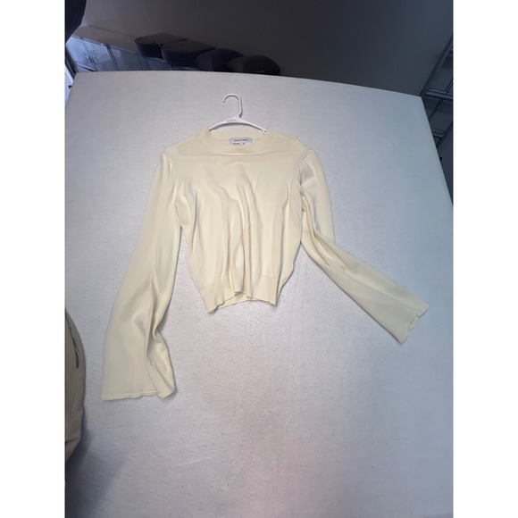 Solid & Striped Cream Bell Sleeve Cropped Crewneck Sweater Womens Large L - Picture 4 of 7